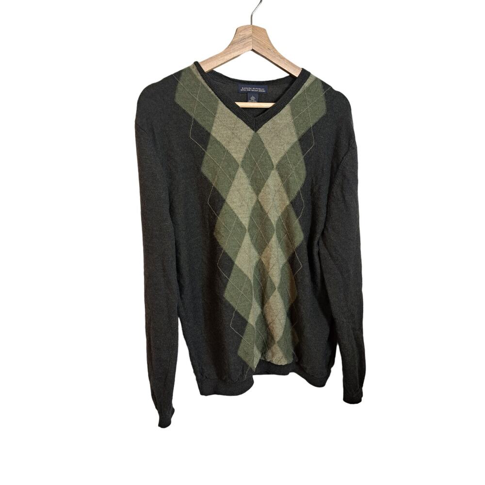 Men's Banana Republic Merino Extra Fine Wool Green Sweater Sz L